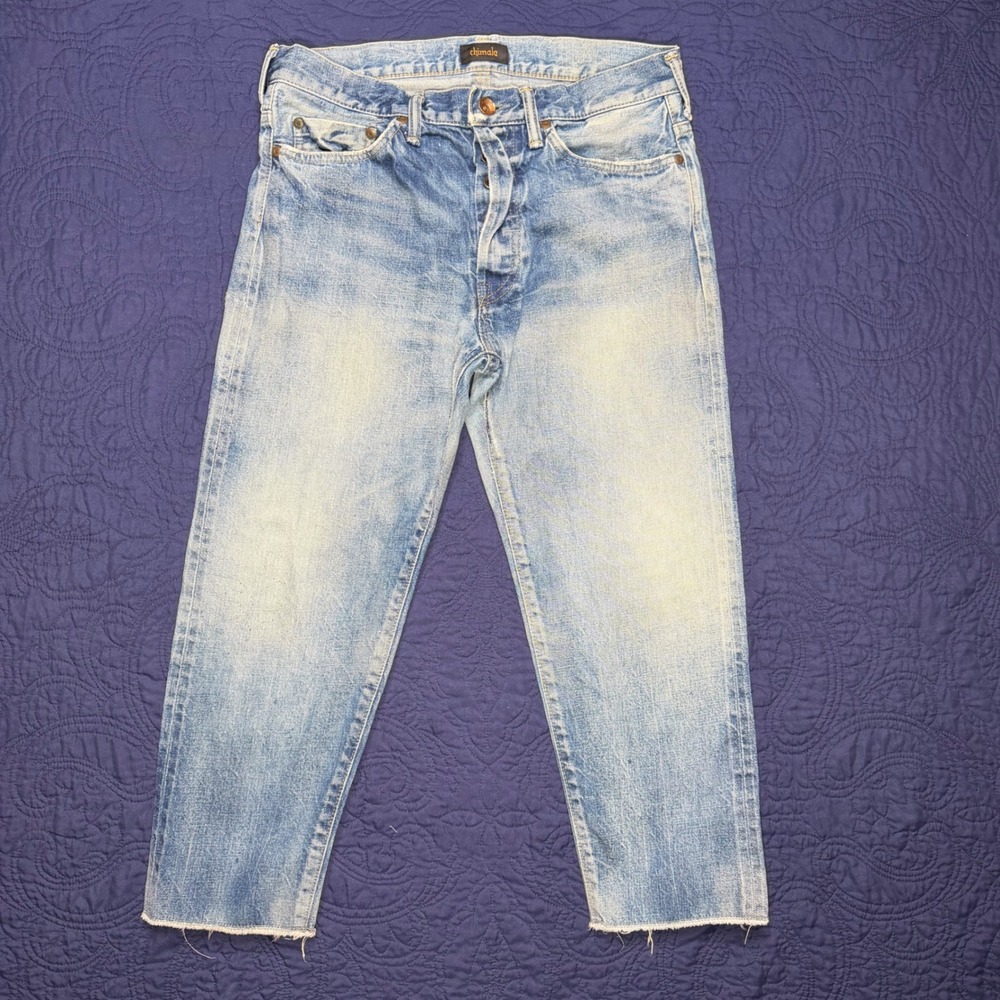 Chimala Japanese Selvedge Denim Jeans Light Wash Straight Leg Size 27 Distressed